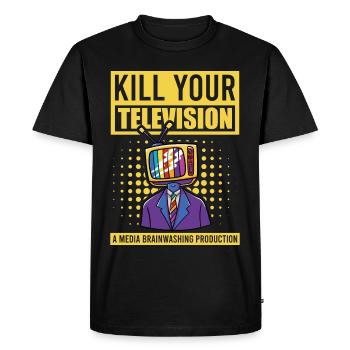 Brainwashing Kill your TV Fake News Portest - Men's Premium Organic T-Shirt - black - Front - Nico (187cm)