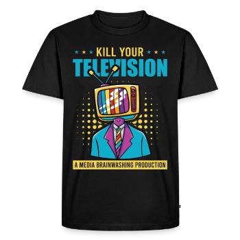 Brainwashing Kill your TV Fake News Portest - Men's Premium Organic T-Shirt - black - Front - Nico (187cm)