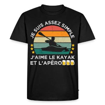 J' aime le kayak et l' apéro humour kayakiste - T-shirt Premium bio Homme - noir - Devant - Nico (187cm)
