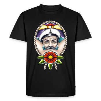 Sailor Barber Moustache Sailor Moustache - T-shirt Premium bio Homme - noir - Devant - Nico (187cm)