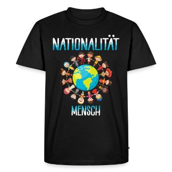 contre le racisme, contre la droite, contre les nazis, l’amour - T-shirt Premium bio Homme - noir - Devant - Nico (187cm)