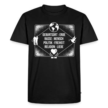 contre le racisme, contre la droite, contre les nazis, l’amour - T-shirt Premium bio Homme - noir - Devant - Nico (187cm)