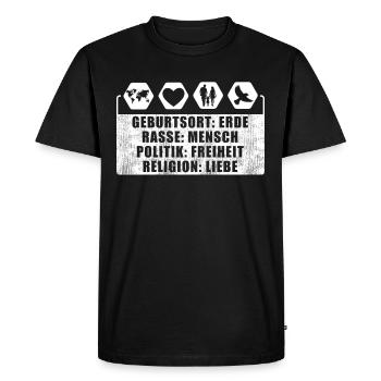 contre le racisme, contre la droite, contre les nazis, l’amour - T-shirt Premium bio Homme - noir - Devant - Nico (187cm)