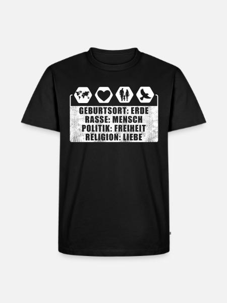 against racism, against the right, against Nazis, love - Men's Premium Organic T-Shirt - black