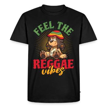 Musique Rastafari Vibes Uniquement Rasta Jamaïque Reggae - T-shirt Premium bio Homme - noir - Devant - Nico (187cm)