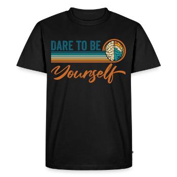 Vintage « Osez Être Vous-même » Audacieux Unique - T-shirt Premium bio Homme - noir - Devant - Nico (187cm)