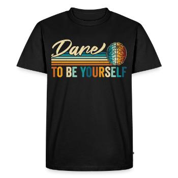 Vintage « Osez Être Vous-même » Audacieux Unique - T-shirt Premium bio Homme - noir - Devant - Nico (187cm)