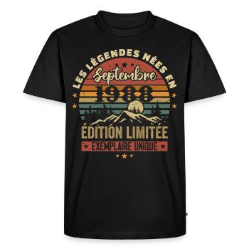 Rétro 1988 - Les légendes nées en Septembre 1988 - T-shirt Premium bio Homme - noir - Devant - Nico (187cm)