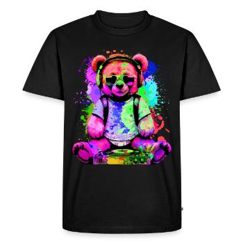 DJ ours, nounours Teddy, dessin animé, musique, concerts festivals - T-shirt Premium bio Homme - noir - Devant - Nico (187cm)