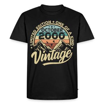 Octobre 2000 Anniversaire 2000 Né Octobre 2000 - T-shirt Premium bio Homme - noir - Devant - Nico (187cm)
