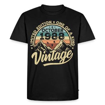 Octobre 1988 Anniversaire 1988 Né en octobre 1988 - T-shirt Premium bio Homme - noir - Devant - Nico (187cm)