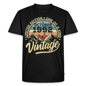 Octobre 1992 Anniversaire 1992 Né en octobre 1992 - T-shirt Premium bio Homme - noir - Devant - Nico (187cm)