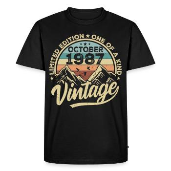 October 1987 Birthday 1987 Born October 1987 - Men's Premium Organic T-Shirt - black - Front - Nico (187cm)