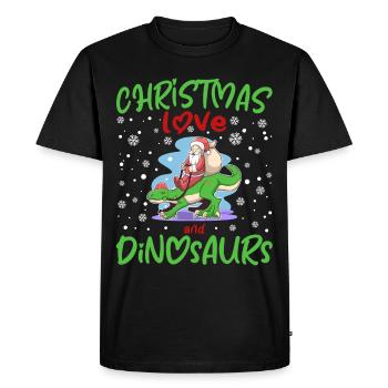 Dino Garçon Garçon Enfants Noël Amour Dinosaure - T-shirt Premium bio Homme - noir - Devant - Nico (187cm)