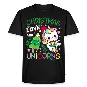Unicorn Horses Riders Christmas Love Riding - Men's Premium Organic T-Shirt - black - Front - Nico (187cm)