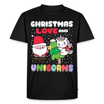 Unicorn Horses Riders Christmas Love Riding - Men's Premium Organic T-Shirt - black - Front - Nico (187cm)