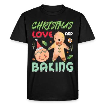 Christmas, Love and Baking, Sweet Holiday Joy - Men's Premium Organic T-Shirt - black - Front - Nico (187cm)