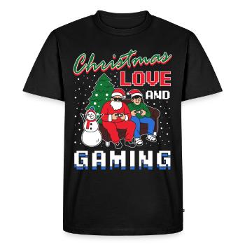Christmas, Love and Gaming – Vibes for Gamers - Men's Premium Organic T-Shirt - black - Front - Nico (187cm)