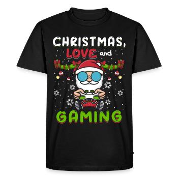 Christmas, Love and Gaming – Vibes for Gamers - Men's Premium Organic T-Shirt - black - Front - Nico (187cm)