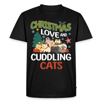 Câlin Chat Animal Amour Noël, Amour Chats - T-shirt Premium bio Homme - noir - Devant - Nico (187cm)