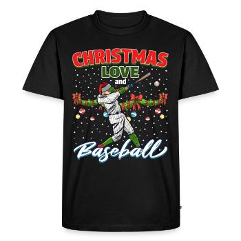 Joueur de baseball équipe club Noël amour - T-shirt Premium bio Homme - noir - Devant - Nico (187cm)