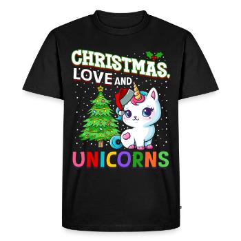 Unicorn Horses Riders Christmas Love Riding - Men's Premium Organic T-Shirt - black - Front - Nico (187cm)