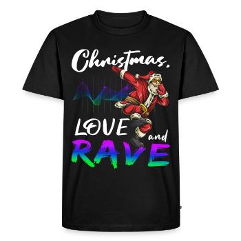 Christmas Disco, Rave, Techno, House, Goa, Party - Men's Premium Organic T-Shirt - black - Front - Nico (187cm)