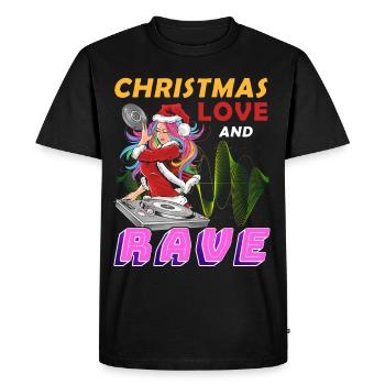 Christmas Disco, Rave, Techno, House, Goa, Party - Men's Premium Organic T-Shirt - black - Front - Nico (187cm)