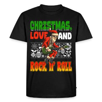 Heavy Hard Metal Christmas, Love Rock 'n' Roll - Men's Premium Organic T-Shirt - black - Front - Nico (187cm)