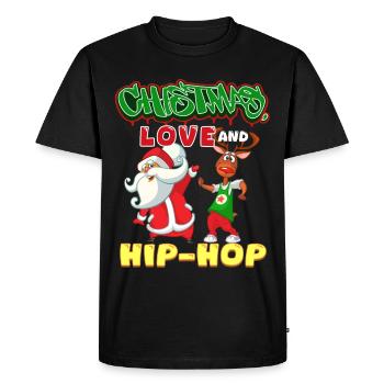 Noël, l’amour et le hip-hop, le look le plus frais du Père Noël - T-shirt Premium bio Homme - noir - Devant - Nico (187cm)