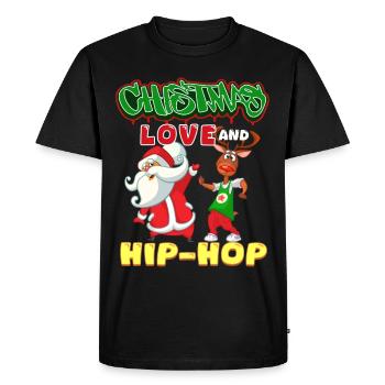 Noël, l’amour et le hip-hop, le look le plus frais du Père Noël - T-shirt Premium bio Homme - noir - Devant - Nico (187cm)