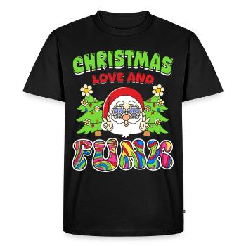Christmas, Love and Funk – Festive Groove Music - Men's Premium Organic T-Shirt - black - Front - Nico (187cm)