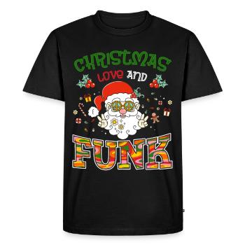 Christmas, Love and Funk – Festive Groove Music - Men's Premium Organic T-Shirt - black - Front - Nico (187cm)