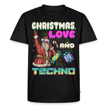 Christmas Disco, Rave, Techno, House, Goa, Party - Men's Premium Organic T-Shirt - black - Front - Nico (187cm)