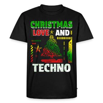 Christmas Disco, Rave, Techno, House, Goa, Party - Men's Premium Organic T-Shirt - black - Front - Nico (187cm)