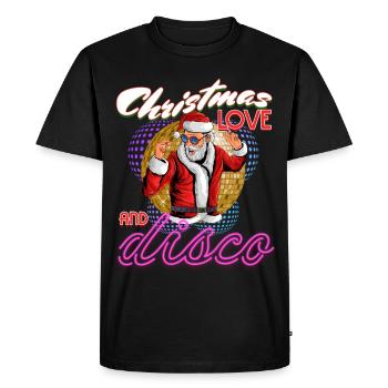 Christmas Disco, Rave, Techno, House, Goa, Party - Men's Premium Organic T-Shirt - black - Front - Nico (187cm)