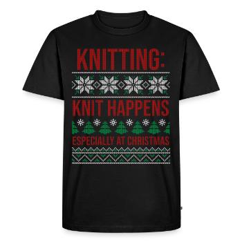 Tenue en maille Joyeux Noël ! Tricot drôle - T-shirt Premium bio Homme - noir - Devant - Nico (187cm)