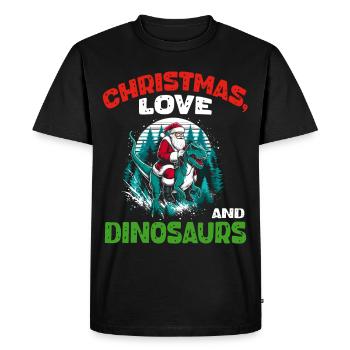 Dino Garçon Garçon Enfants Noël Amour Dinosaure - T-shirt Premium bio Homme - noir - Devant - Nico (187cm)