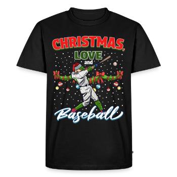 Joueur de baseball équipe club Noël amour - T-shirt Premium bio Homme - noir - Devant - Nico (187cm)