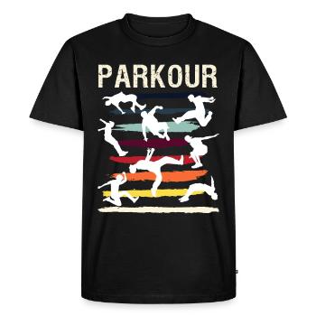 Parkour, Freerunning, Street Workout, Acrobatique - T-shirt Premium bio Homme - noir - Devant - Nico (187cm)