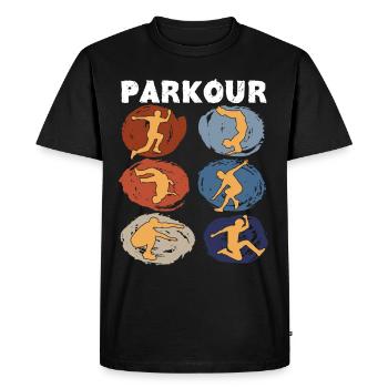 Parkour, Freerunning, Street Workout, Acrobatique - T-shirt Premium bio Homme - noir - Devant - Nico (187cm)