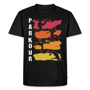 Parkour, Freerunning, Street Workout, Acrobatique - T-shirt Premium bio Homme - noir - Devant - Nico (187cm)