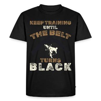 Ceinture Noire : Motivation Art Martial Taekwondo - T-shirt Premium bio Homme - noir - Devant - Nico (187cm)
