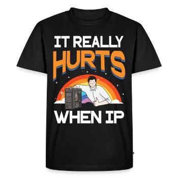 Funny saying "It Burns when I Pee"! - Men's Premium Organic T-Shirt - black - Front - Nico (187cm)
