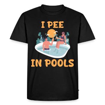 Funny "I pee in pools"! Sarcastic, ironic - Men's Premium Organic T-Shirt - black - Front - Nico (187cm)