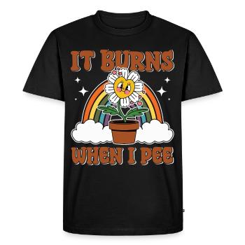 Funny saying "It Burns when I Pee"! - Men's Premium Organic T-Shirt - black - Front - Nico (187cm)