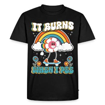 Funny saying "It Burns when I Pee"! - Men's Premium Organic T-Shirt - black - Front - Nico (187cm)