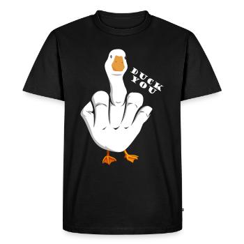 grossier drôle disant « Duck You » Tenue - T-shirt Premium bio Homme - noir - Devant - Nico (187cm)