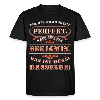 Funny BENJAMIN for Name Day with Name Name - Men's Premium Organic T-Shirt - black - Front - Nico (187cm)