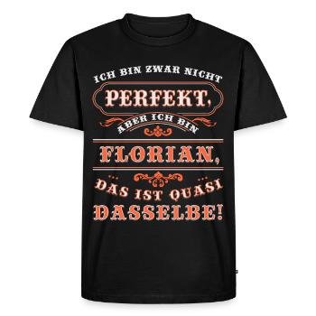 Drôle de FLORIAN pour sa fête avec le prénom - T-shirt Premium bio Homme - noir - Devant - Nico (187cm)